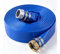 VEVOR Tuyau Refoulement Plat 50,8 mm 30,48 m Tuyau Plat Évacuation PVC Bleu | Pour Vidange Piscine, Irrigation Agricole, Compatible Pompe à Eau/Filtre à Sable/Submersible, 6,2 bar, avec Raccords Ergots