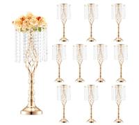 VEVOR Vase de mariage, lot de 10, supports de fleurs de mariage en cristal de 55 cm de haut, vase or en métal pour centre de table pour dîner de mariage, cérémonie, anniversaire, événement, décoration