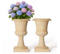 VEVOR Vasque Médicis Plastique 35x58 cm 2 PCS Pot Fleur Urne Beige Vintage pour Mariages, Fêtes, Événements, Décoration Intérieure Extérieure, Jardin, Terrasse, Porche, Balcon, Maison, Style Classique
