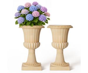 VEVOR Vasque Médicis Plastique 35x58 cm 2 PCS Pot Fleur Urne Beige Vintage pour Mariages, Fêtes, Événements, Décoration Intérieure Extérieure, Jardin, Terrasse, Porche, Balcon, Maison, Style Classique