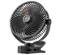 VEVOR Ventilateur à Pince Portable, Ventilateur Rechargeable par USB-C, 3 Vitesses et 1 Mode de Ventilation Cyclique, pour Bureau, Camping, Tapis de Course et Voiturette de Golf, Pince Robuste, Noir