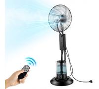 VEVOR Ventilateur Brumisateur sur Pied 3 Vitesses Ventilateur Brumisateur 75 W pour Intérieur, Extérieur, Garage, Terrasse, Salon, avec Réservoir Eau 3 L, Télécommande, Panneau de Commande, 3 Modes