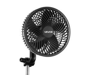 VEVOR Ventilateur de Culture à Pince, Ventilateur Oscillant pour Tente de Culture, USB-C, 9 Vitesses et Mode Cyclique, Oscillation 45° et 90°, pour Circulation de l'Air, Boîtier en ABS, Noir, Lot de 1