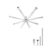 VEVOR Ventilateur de Plafond sans Lumière 243 cm Télécommande 6 Vitesses 8 Pales Aluminium, Moteur CC Réversible, Ventilateur Moderne pour Chambre à Coucher, Salon, Intérieur, Extérieur, Nickel Brossé