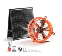 VEVOR Ventilateur d'Extraction Solaire 30,5 cm, à Montage sur Pignon, Ventilateur de Grenier Solaire 1529,1 m³/h, en Acier Carbone, pour Serre, Garage, Atelier, Petits Espaces, avec Thermostat, Orange