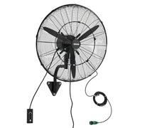 VEVOR Ventilateur Mural Industriel Brumisateur 61 cm, Ventilateur Oscillant pour Garage, Atelier, Entrepôt et Salle de Sport, Protection IP44, 3 Vitesses, Angle Réglable, Pales en Alu, Grille en Acier