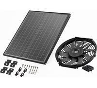 VEVOR Ventilateur solaire, aération, ventilateur, Φ340x70 mm, ventilateur d'extraction de grenier avec thermostat réglable, grille extérieure, capacité de débit d'air de 1300 CFM, pour pignon, toit, g
