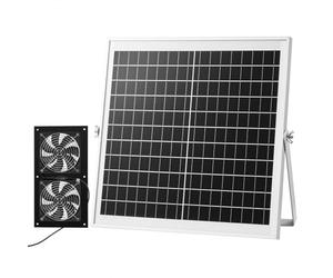 VEVOR Ventilateur Solaire avec Panneau Solaire 15 W et 2 Ventilateurs, Extracteur d'Air, Angle Réglable, 2668 tr/min, pour Serre, Tente de Culture, Abri et Poulailler, Boîtier Alliage Alu Étanche IP65
