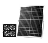 VEVOR Ventilateur Solaire avec Panneau Solaire 25 W et 4 Ventilateurs, Extracteur d'Air, Angle Réglable, 2668 tr/min, pour Serre, Poulailler, Tente de Culture et Abri, Boîtier Alliage Alu Étanche IP65