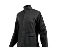 VEVOR Veste de soudage taille L, manteau de protection, manches en cuir de vachette fendu robuste et corps en coton ignifuge 255 g, résistante à la chaleur, avec boutons-pression, poches, pour soudeur