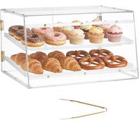 VEVOR Vitrine à pâtisseries à 2 étages, vitrine de boulangerie professionnelle en acrylique transparent, vitrine de comptoir avec porte arrière magnétique et cloison amovible pour biscuits, desserts e