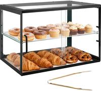 VEVOR Vitrine à pâtisseries à 2 étages, vitrine de boulangerie professionnelle en acrylique transparent, vitrine de comptoir avec porte coulissante et cloison amovible pour biscuits, desserts et beign