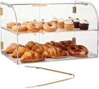 VEVOR Vitrine à pâtisseries à 2 étages, vitrine de boulangerie professionnelle en acrylique transparent, vitrine de comptoir avec porte arrière magnétique et cloison amovible pour biscuits, desserts,
