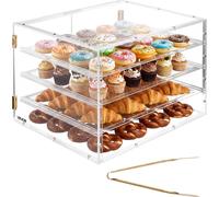 VEVOR Vitrine à pâtisseries à 4 étages, vitrine de boulangerie professionnelle en acrylique transparent, vitrine de comptoir avec porte arrière magnétique et cloison amovible pour biscuits, desserts, 