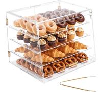 VEVOR Vitrine à pâtisseries à 4 étages, vitrine de boulangerie professionnelle en acrylique transparent, vitrine de comptoir avec porte arrière magnétique et cloison amovible pour biscuits, desserts, 