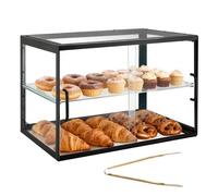 VEVOR Vitrine Comptoir de Boulangerie de 55x38,5x39 cm à 2 Niveaux, Présentoir à Pâtisserie en Acrylique Transparent, pour Présentation Biscuits Desserts Beignets Pains Gâteaux, avec Porte Coulissante