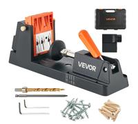 VEVOR Kit de Gabarit de Trou de Poche, Guide de Perçage Oblique, Réglable de 12,7 à 38,1 mm, pour la Menuiserie, avec Adaptateur de Collecte des Poussières, Bloc Guide Amovible, Foret, Bague de Butée
