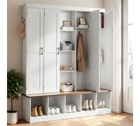 VEVOR ZD-XM04 - Blanc - Porte-manteau avec banc et rangement chaussures