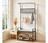 VEVOR ZH655 - Dark brown/Black - 183 cm - 3 niveaux - Porte-manteaux avec banc à chaussures