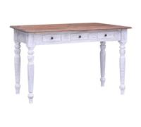 Vevorizon Bureau avec tiroirs blanc 117 x 57 x 75 cm en bois vieilli massif, poste de travail à domicile, organiseur avec étagère, ergonomique pour bureau, secrétaire avec étagère et gestion des