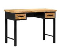 Vevorizon Bureau en bois de manguier massif - 110 x 50 x 76 cm - Avec 2 tiroirs - Poste de travail ergonomique - Bureau à domicile - Secrétaire - Organiseur - Étagère