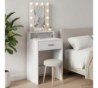 Vevorizon Coiffeuse blanche en bois 50 x 41 x 140 cm avec éclairage LED et tiroir, miroir de maquillage avec espace de rangement, port USB, pour chambre à coucher, chambre d'adolescent, dressing