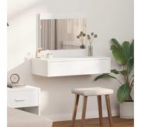 Vevorizon Coiffeuse blanche en bois avec miroir 83 x 40 x 70 cm, coiffeuse avec tiroir et espace de rangement, table cosmétique pour chambre à coucher, organisateur de maquillage, coiffeuse moderne