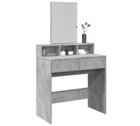 Vevorizon Coiffeuse gris béton avec miroir et éclairage LED, 80 x 41 x 144,5 cm, matériau en bois avec 2 tiroirs et espace de rangement, organisateur de maquillage pour chambre à coucher et chambre