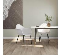 Vevorizon Lot de 2 chaises de salle à manger blanches - Pieds en métal - Confortables - Avec dossier ergonomique - Pour cuisine, salon - Moderne - Scandinave - Rétro - Design maison de campagne
