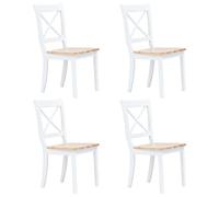 Vevorizon Lot de 4 chaises de salle à manger blanches en bois massif clair en caoutchouc ergonomiques polies durables pour cuisine, salle à manger, salon moderne