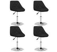 Vevorizon Lot de 4 chaises de salle à manger noires en cuir synthétique réglables en hauteur, pivotantes, rembourrées, avec dossier, design moderne pour cuisine, salon, bureau, bar et café