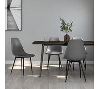 Vevorizon Lot de 4 chaises de salle à manger - Pieds en métal - Ergonomiques - Empilables - Moderne - Confortable - Gris