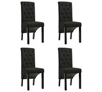 Vevorizon Lot de 4 chaises de salle à manger rembourrées en tissu noir, ergonomiques, scandinaves, design moderne, confortables, stables, avec accoudoirs en bois, pour cuisine, salon ou bureau, rétro