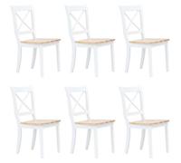 Vevorizon Lot de 6 chaises de salle à manger blanches en bois d'hévéa clair avec rembourrage ergonomique aspect cuir scandinave moderne