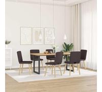 Vevorizon Lot de 6 chaises de salle à manger rembourrées en tissu marron foncé, meubles confortables avec dossier, design scandinave moderne, empilables, accoudoirs en bois de qualité supérieure pour