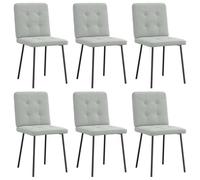 Vevorizon Lot de 6 chaises de salle à manger rembourrées en velours gris clair avec accoudoirs en bois, design ergonomique pour cuisine, salon et bureau - Meubles modernes scandinaves rétro rustiques