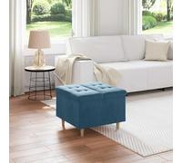 Vevorizon Sous-main de rangement avec coussin en velours bleu, 60 x 60 x 45 cm, rembourré, stable, pieds en bois, espace de rangement, siège pour salon, salle à manger, salon