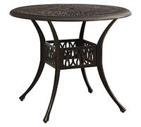 Vevorizon Table de jardin bronze en fonte d'aluminium 90 x 74 cm, table de terrasse pour balcon, véranda et jardin d'hiver avec trou pour parasol, robuste, facile d'entretien, stable pour repas en