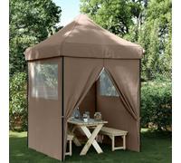 Vevorizon Tente de fête pliable pop-up avec 4 panneaux latéraux et moustiquaire, marron, 200 x 200 x 306 cm, toile Oxford résistante aux intempéries, cadre en acier stable, idéale pour les événements