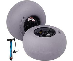 VEVR Roues de Ballon de Plage 2 x 33 cm Pneus Ballon Roues de Plage Capacité 55 kg Roue Ballon Basse Pression Traverser Plage Transporter sur Tous Les Terrains Sablonneux Camping Pêche & Jardinage