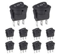 VEXUNGA Interrupteur a Bascule Rond 6A 250V AC 10A 125V ON/OFF/ON Interrupteurs à bascule 3Positions 3Broches Carré Commutateur Marche Arret Bouton Noir pour Voiture (10 Pièces)
