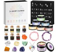 Vexyra Calendrier de L'avent 2026 Femme Chakra Bougie Parfumées avec Pierre Precieuse, Cadeau pour Yoga Massage Meditation Lithothérapie, Candle Bijoux Cristaux Coffret Cadeau Grand Mere Maman Amie