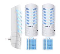VEYOFLY Piège Mouche Prise UV, Anti Moucherons, 2 Appareils + 4 Recharges | Lumière UV attire les insectes sur cartes adhésives remplaçables, silencieux 24/7, prise, usage intérieur, sans zapper