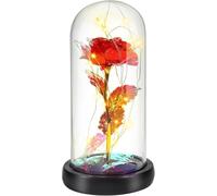VFdthR Rose Eternelle Rose en Verre, éternelle Feuille d'or, Fleurs artificielles for Cadeau de Saint-Valentin, décor Eternelle sous Cloche