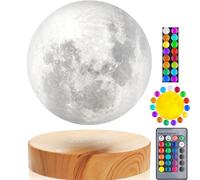 VGAzer Lampe lunaire en lévitation, flottant et filant librement dans l’air avec socle en bois et impression 3D de Moon Light, pour des cadeaux uniques pour les fêtes, décor de chambre, veilleuse
