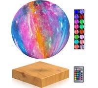 VGAzer Lampe lune en lévitation flottante et rotative dans l'air, lampe de nuit pour bureau, maison, décoration, cadeaux de Noël (surface galaxie 16 couleurs)