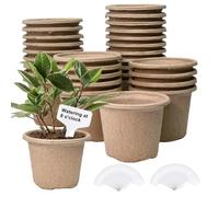 VGECEE 30PCS Pots de Culture Biodégradables Pots de Semis en Fibre Biodégradable de 11 CM avec 60 étiquettes de Plantes Godets Plantes Fibre Pot de Tourbe pour Jardin Balcon Terrasse Serre