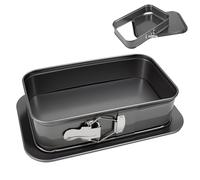 VGECEE Grand Plat à Gâteaux Rectangulaire à Charnière 40 x 28 cm Moule à Charnières pour Cheesecake Carré Moule à Charnière Carré en Acier au Carbone Moules à Gâteau à Ressort Rectangulaire