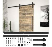 VGLQNRPT Kit de ferrures de porte coulissante 200 cm en acier noir pour | Glissières silencieuses, revêtement en poudre robuste, guide au sol inclus