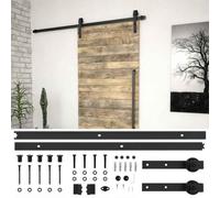 VGLQNRPT Kit de ferrures de porte coulissante en acier 183 cm | Revêtement par pulvérisation, fonctionnement silencieux, guide au sol, butée de porte